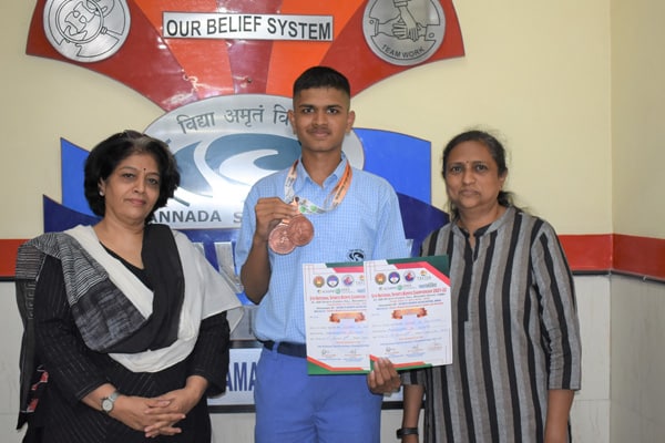 Vedant Kadvekar from 10D won Bronze medal 3rd position in 5th National Sports Kempo Championship tournament Karate in Under 17 age group.