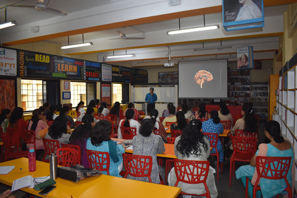 A session was conducted by Rtn. Dr Dinesh Nehete for the teachers of Dr. Shamarao Kalmadi high school in Brain based learning.