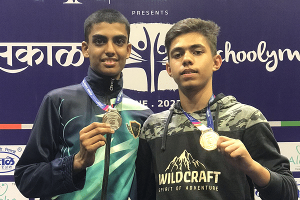 Mahir Sayyad won a Gold medal and Ayush Datir won a Silver medal in Sakal School Olympic [Boxing].