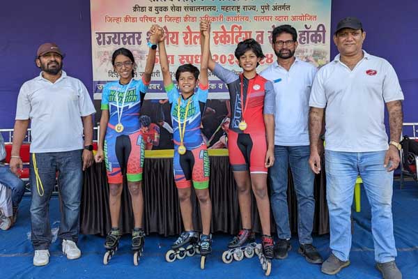Simran Gawas has bagged 3rd position in Roller speed skating races at state level championship.