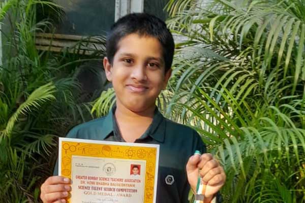 Arnav Purandare received a Gold Medal in Homi Bhabha young scientist exam.