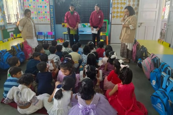 A fun-filled storytelling session came alive as senior students entertained preschoolers with puppets, expressions and imagination.