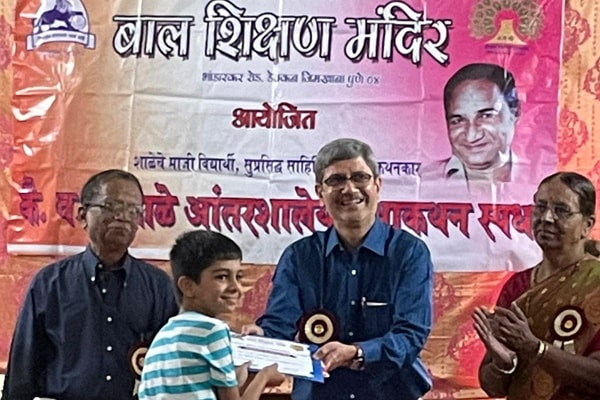 Sarth Ranade from Std 4 A, won a consolation prize in story telling competition held in Balshikshan School Pune on 28th Sep 22.