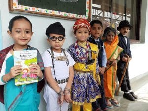 All enthusiastic students dressed up in various characters in the fancy dress competition.