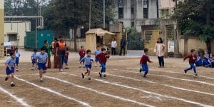 Students showing their athletic side on the school ground in the Sports activity.