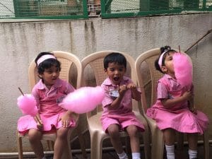 Kindergarten Kids eating and Enjoying at KHS Preschool Pune